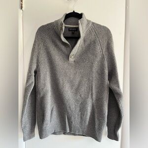 Banana Republic Gray Wool Quarter Button Up Men's Sweater M